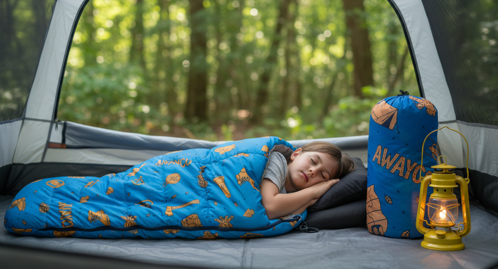 Bolsa Dormir Infantil Awayco Cierre Niños Camping Capucha Azul