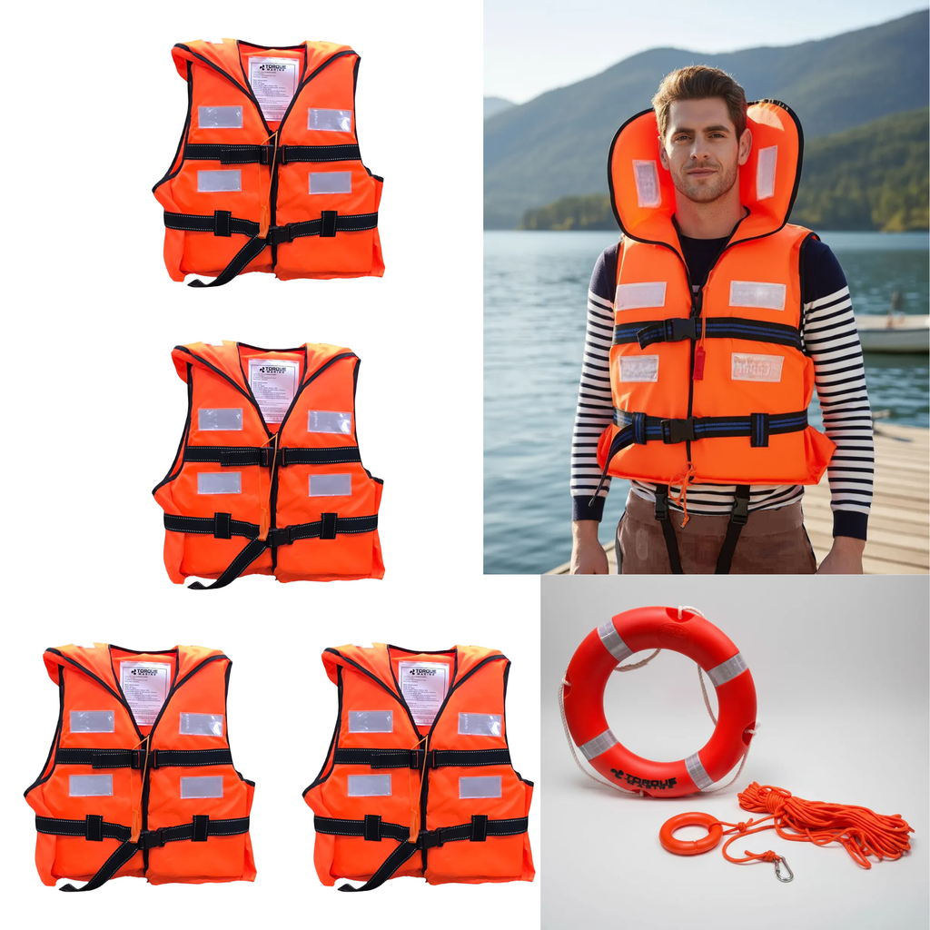 Combo 4 Chalecos Salvavidas + Circular Salvavidas Nautica
