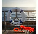 Salvavidas Circular Torque Marine Blanco Azul + Cuerda 30m