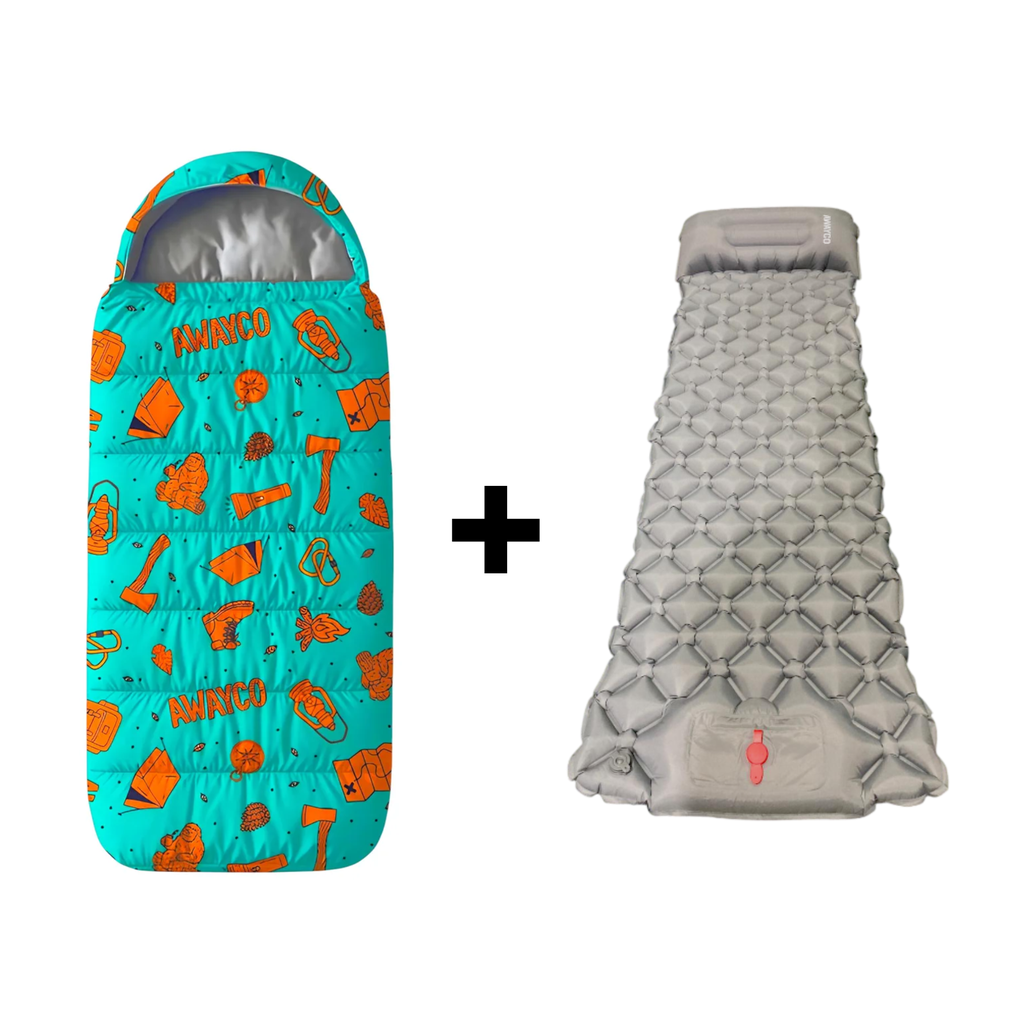 Bolsa Dormir Infantil Niños + Colchoneta Inflable Awayco Aqua