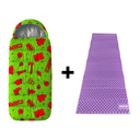 Bolsa Dormir Infantil + Aislante Plegable Awayco Camping Bolsa Verde - Aislante Violeta 