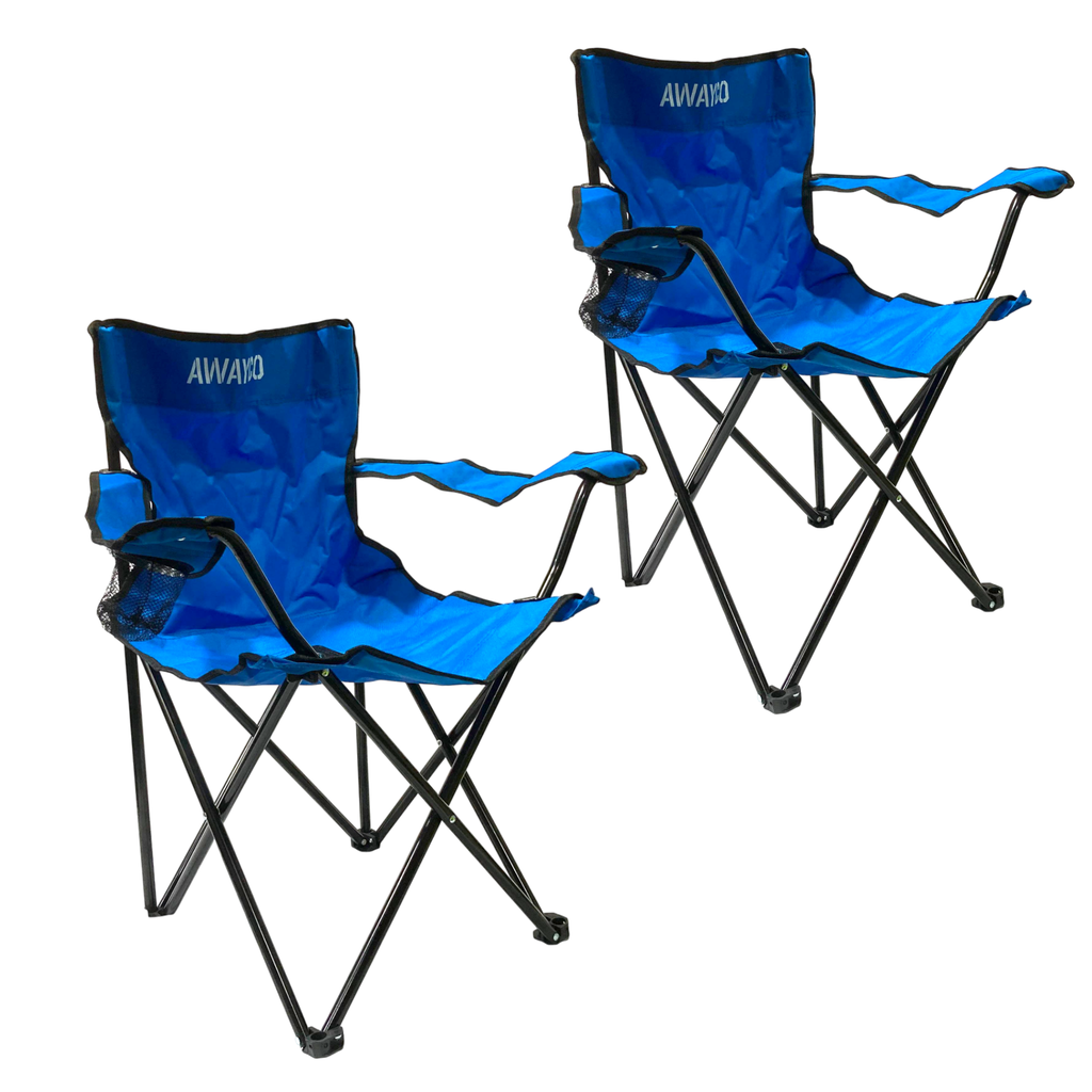 Combo Dos Sillas Plegable SUN Awayco Camping Reforzada Pesca Director Reposera Azul 