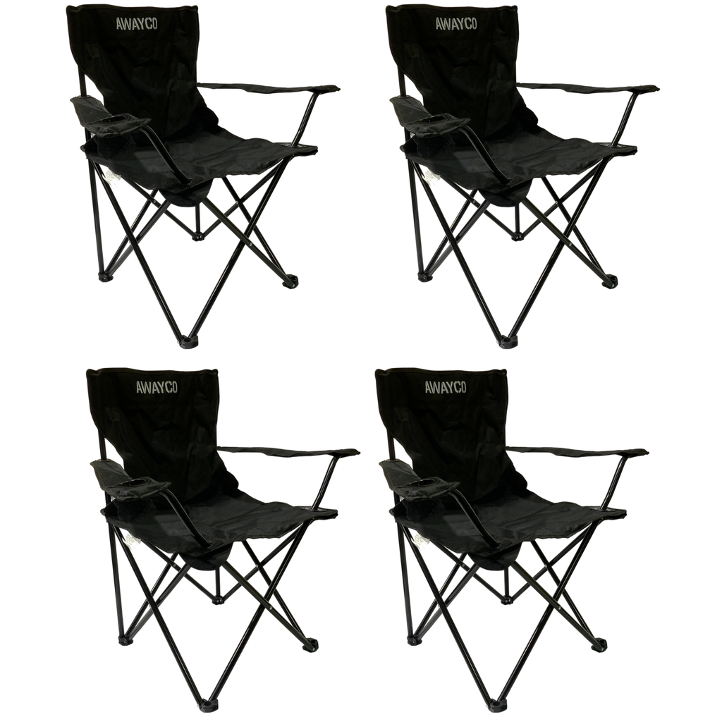 Combo Cuatro Sillas Plegable SUN Awayco Camping Reforzada Pesca Director Reposera Negro 