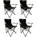 Combo Cuatro Sillas Plegable SUN Awayco Camping Reforzada Pesca Director Reposera Negro 