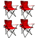 Combo Cuatro Sillas Plegable SUN Awayco Camping Reforzada Pesca Director Reposera Rojo 