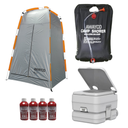 Carpa Baño Awayco Box Vestidor Cambiador Con Inodoro Químico Torque Marine 10l + Ducha Solar Awayco + Liquido Faba