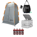 Carpa Baño Awayco Box Vestidor Cambiador Con Inodoro Químico Torque Marine 10l + Ducha Solar Awayco 20 L+ Liquido Faba 
