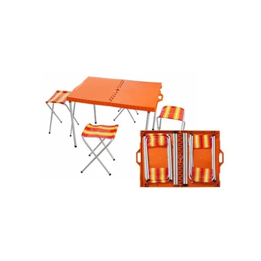 [BRO-02.MES0003NA] Mesa Plegable Con 4 Banquitos Valija Para Camping 