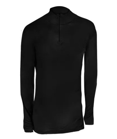 [FOR-5644-2XS-NEGRO] Polera Termica Forest Leather Con Cierre Bamboo Organico 2XS