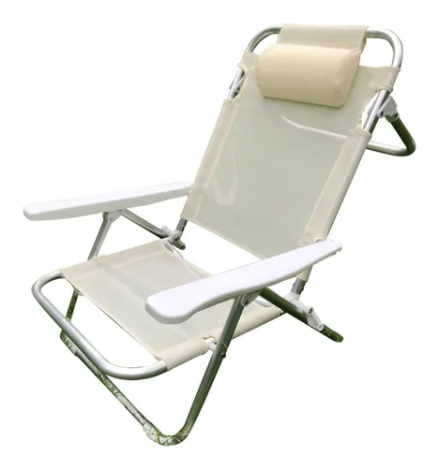 [MIC-C1859 Blanco] Reposera Silla Aluminio C/almohada Outdoors Professional 