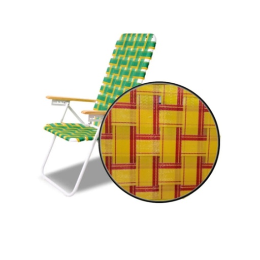 [SOL-1090 AmarilloRojo] Sillon Reposera Plegable Alta 5 Posiciones Solcito 1090