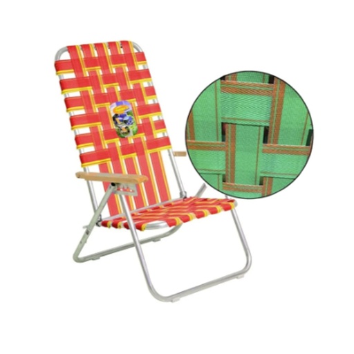 [SOL-1065 VerdeNaranja] Sillon Reposera Aluminio 7/8  Plegable 5 Posiciones Solcito 1065