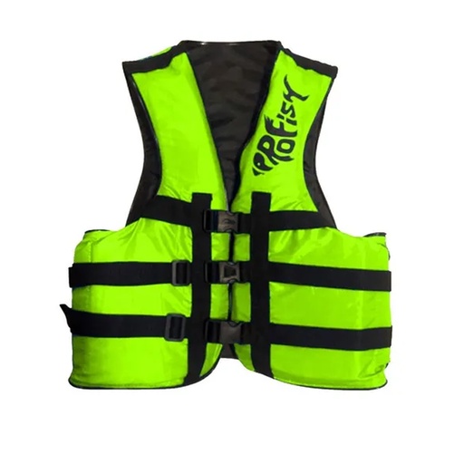 [KIE-1010120109910 VerdeFluor] Chaleco Salvavidas Aquafloat Pro Fish 3 Cinturones Pesca Talle 10 Verde Fluor