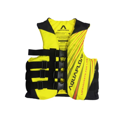 [KIE-1010120305414 GRIS] Chaleco Salvavidas Aquafloat Ski Moto De Agua 4 Cinturones Talle 14