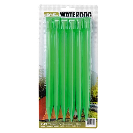 [WALD-STAKES] Estacas Para Carpa Pvc Fluo Waterdog 30cm X 6u