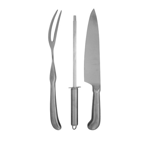 [SOUR-K101066] Set De Asado Cuchillo Tenedor Chaira Acero Inox Forjado Caja Con Detalle