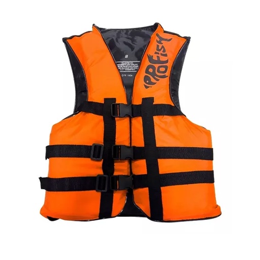 [KIE-1010120109906 Naranja] Chaleco Salvavidas Aquafloat Pro Fish 3 Cinturones Pesca Talle 06 Naranja