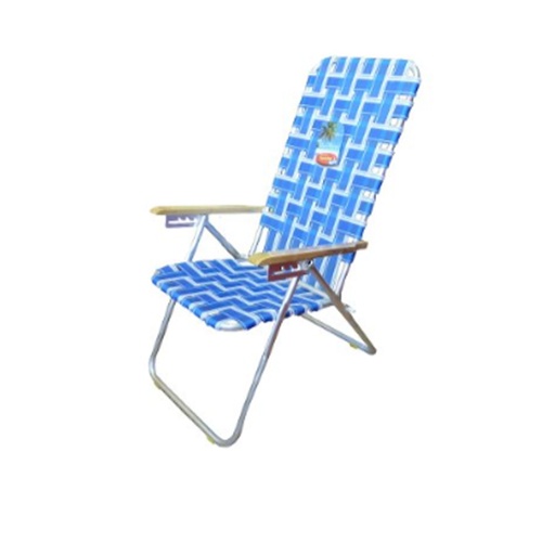 [SOL-1095 CelesteBlanco] Reposera Silla De Aluminio Alta 5 Posiciones Solcito 1095