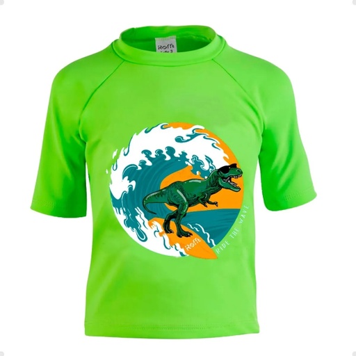[KIDD-RFDINO-V3] ROFFT REMERA KIDS FILTRO UV Dino Verde T3