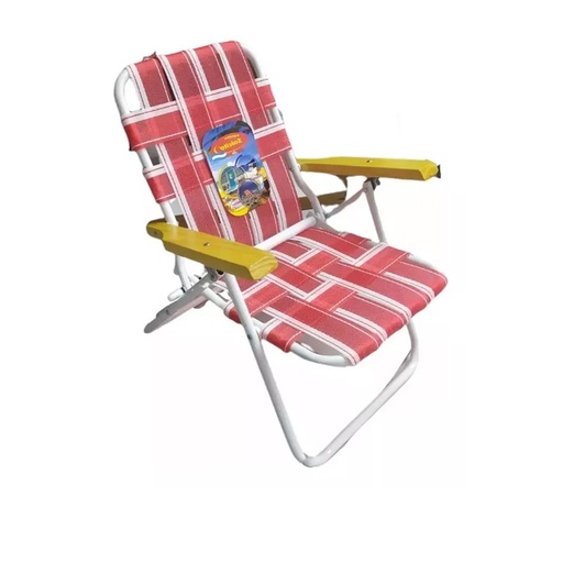 [SOL-2010 RojoBlanco] Reposera Silla Playera Infantil Reforzada Para Niños Solcito 2010