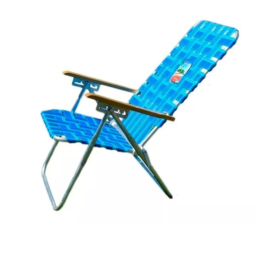 [SOL-1095 AzulCeleste] Reposera Silla De Aluminio Alta 5 Posiciones Solcito 1095