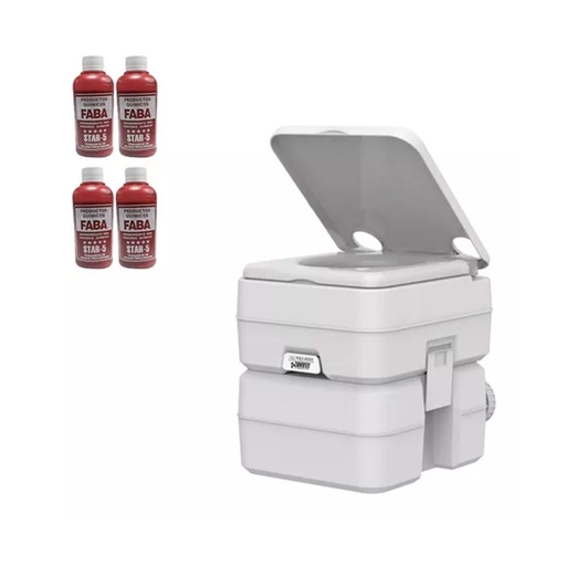 [TM-IP2001-Liquido] Inodoro Quimico Piston 20 Lts + 4 Liquidos Faba