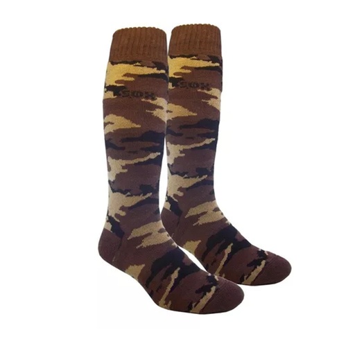 [SOX-TE02A-L-MarronVerde] Medias Termicas Camuflada Outdoor Algodon Linea Tecnologica