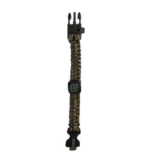 [ATE-PulseraSilbato Camuflado] Pulsera Supervivencia Paracord Brújula Camping 5en1