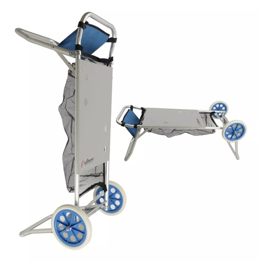 [MIC-02602] Carrito Carro Playero Mesa Aluminio Porta Reposera Sombrilla