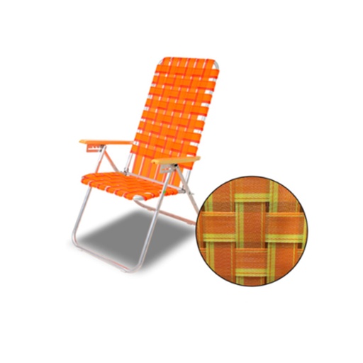 [SOL-1095 NaranjaAmarillo] Reposera Silla De Aluminio Alta 5 Posiciones