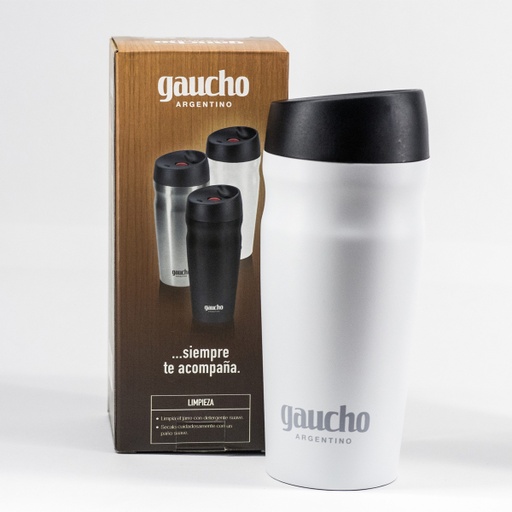 [WON-GJO2-040 Blanco] Vaso Jarro Térmico Gaucho Argentino Acero Inoxidable