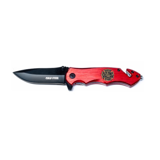 [SOUR-121327F] Cortaplumas Plegable Cold Steel Rescate Roja Con Funda