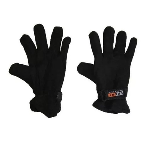 [POLAR-NEGRO] Guantes Polar Doble Interior Abrigado Con Abrojo