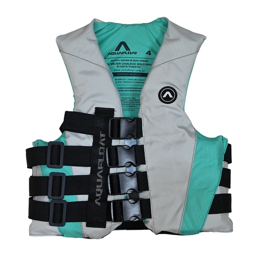 [KIE-1010120303306] Chaleco Salvavidas Aquafloat Ski Moto De Agua 4 Cinturones Chalk Aqua Edition Talle 06