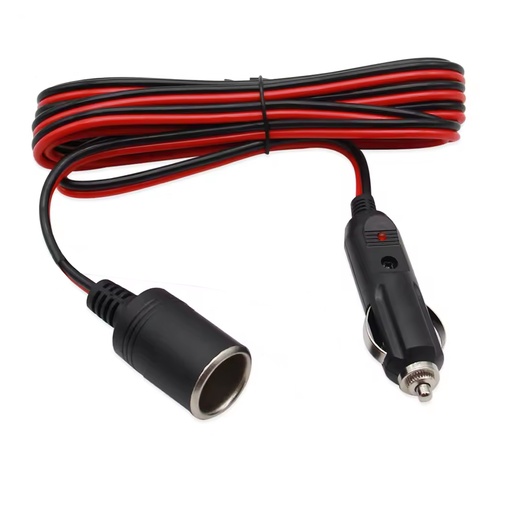 [AGDT-DSY-3.7M PLUG] Alargue Cable 12v 3,7m Toma Hembra Auto Ficha Encendedor
