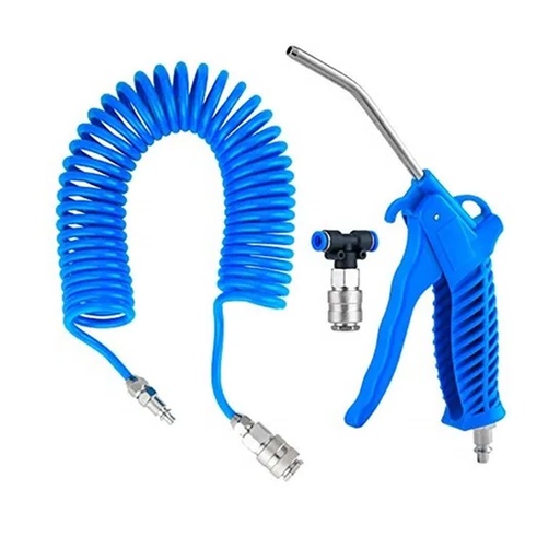 [AGDT-AIR-HOSE-SETS] Kit Pistola De Aire Y Manguera Espiralada Para Compresor