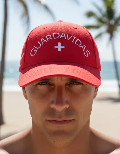 [TM-1030007] Gorra Gorro Roja Guardavidas Bordada Salvavidas Torque Marine 